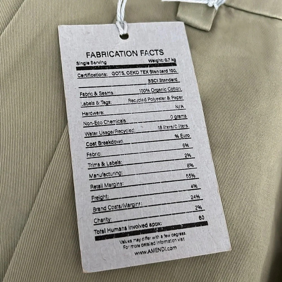 Amendi Gunnar in Green Organic Cotton Pleat Front Button Fly Pants - NEW Size 34 - Picture 6 of 13